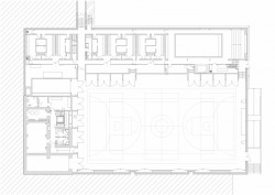 Městská hala Modřice, Atelier bod architekti, půdorys 1PP