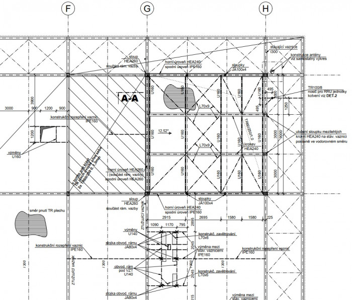 Konstrukce střechy - severovýchodní roh