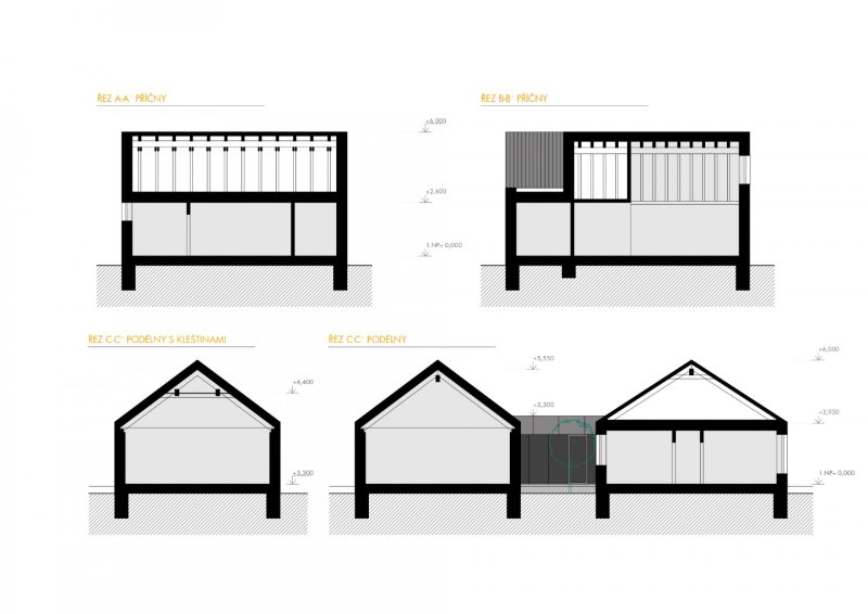 RD Haná, No-a architekti / Vlado Hrivňák, Lenka Grégrová, řezy
