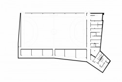 Sportovní hala Kuřim, CUBOID architekti, půdorys 1 PP