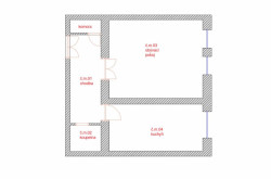 Byt Sekaninova, původní půdorys, DESIGNIST – Ivana Šustrová