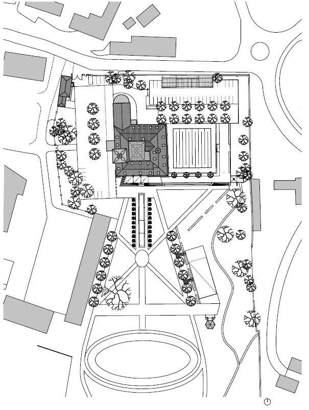 Rekonstrukce arcibiskupského zámku a zahrad na hotel, situace, SHA Šafer Hájek architekti