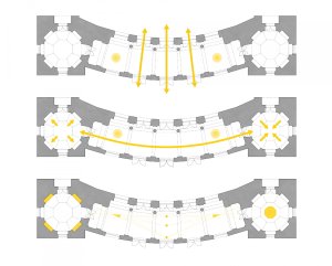 Interiéry předsálí České filharmonie v Rudolfinu, Lenka Míková architekti / Lenka Míková, schémata
