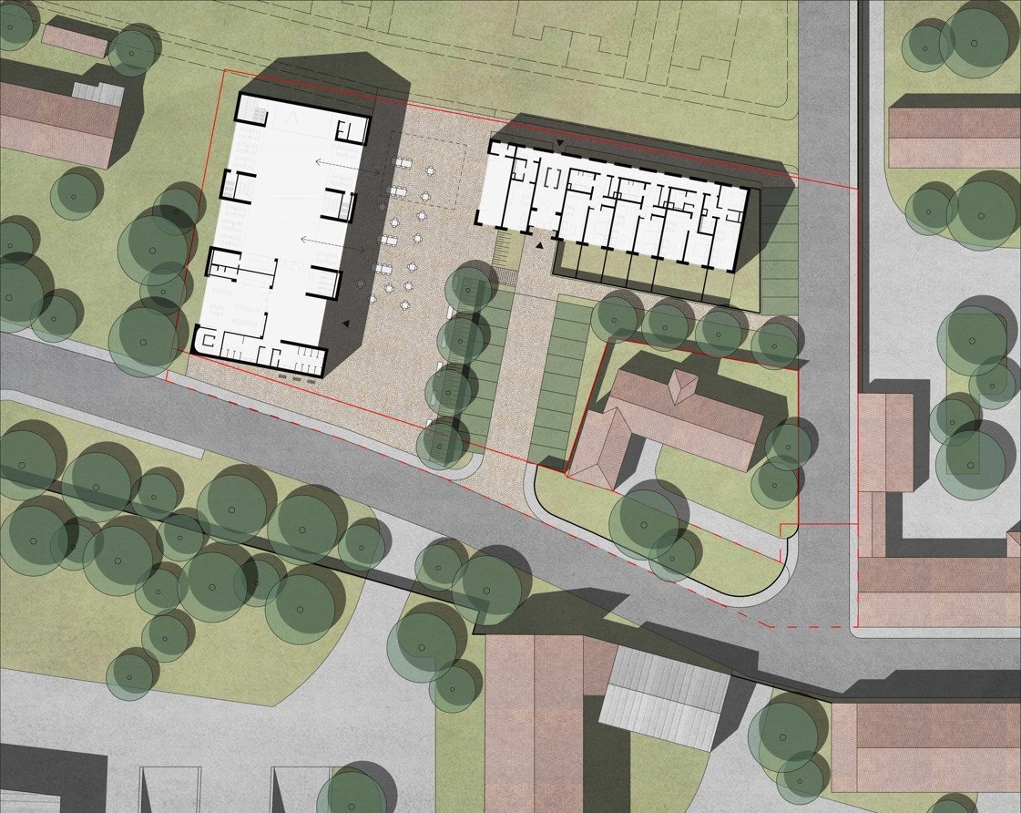 Polyfunkční dům Slivenec, situace, BOD ARCHITEKTI