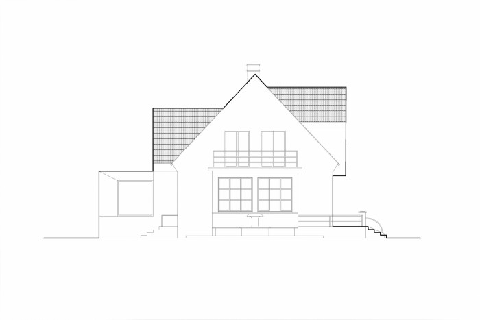 Vila s fontánou, Mjölk architekti, pohled jihozápad