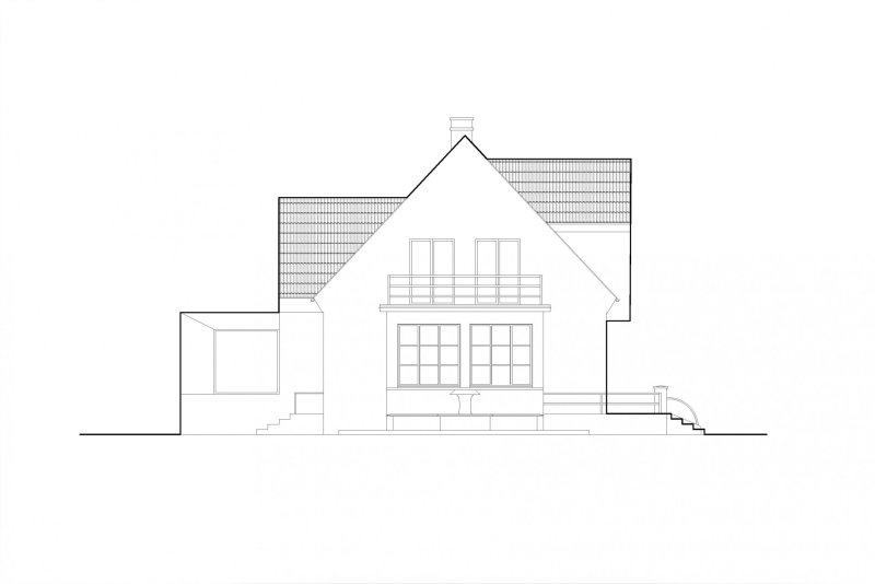 Vila s fontánou, Mjölk architekti, pohled jihozápad