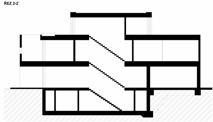 OK Plan Architects, Rodinný dům v Kunraticích - řez 22´