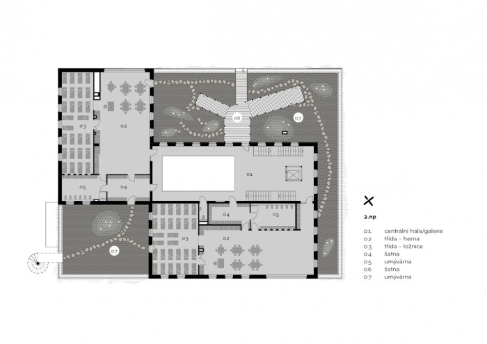 MŠ Přístavní, půdorys 2NP, XTOPIX