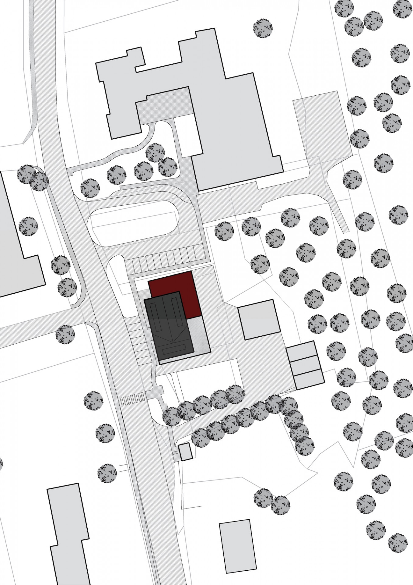 Polyfunkční dům Hruška v Trojanovicích, Kamil Mrva Architects, situace