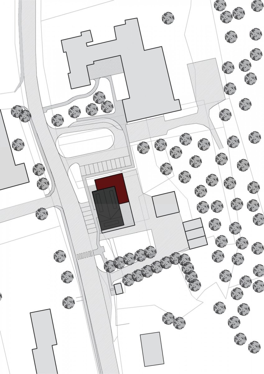 Polyfunkční dům Hruška v Trojanovicích, Kamil Mrva Architects, situace