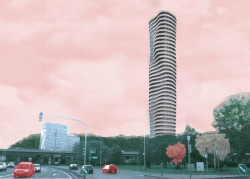 Návrh studentského bydlení v Holešovicích, vizualizace, Simona Horáková.