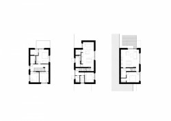 Paleko Arch Studija, PLAZMA Architecture Studio, dřevěné domky Rasu u Vilniusu, půdorys spodích domů, výkres