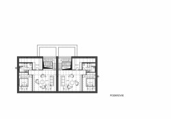 Dvojdům v lese, půdorys podkroví, Architekti.sk
