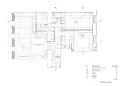 Technický půdorys (Byt v Karlíně; momentura)
