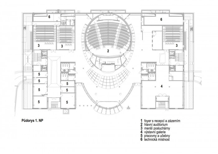 AI-DESIGN, Vzdělávací komplex UTB ve Zlíně, půdorys 1. NP