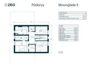 Půdorys 2.NP (Pasivní dům Moonglade od ZEO Homes)