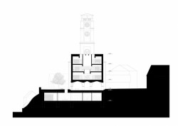 Jiří Lukáš, Centrum Jablonného v Podještědí, kostel/knihovna, řez B-B' – foto