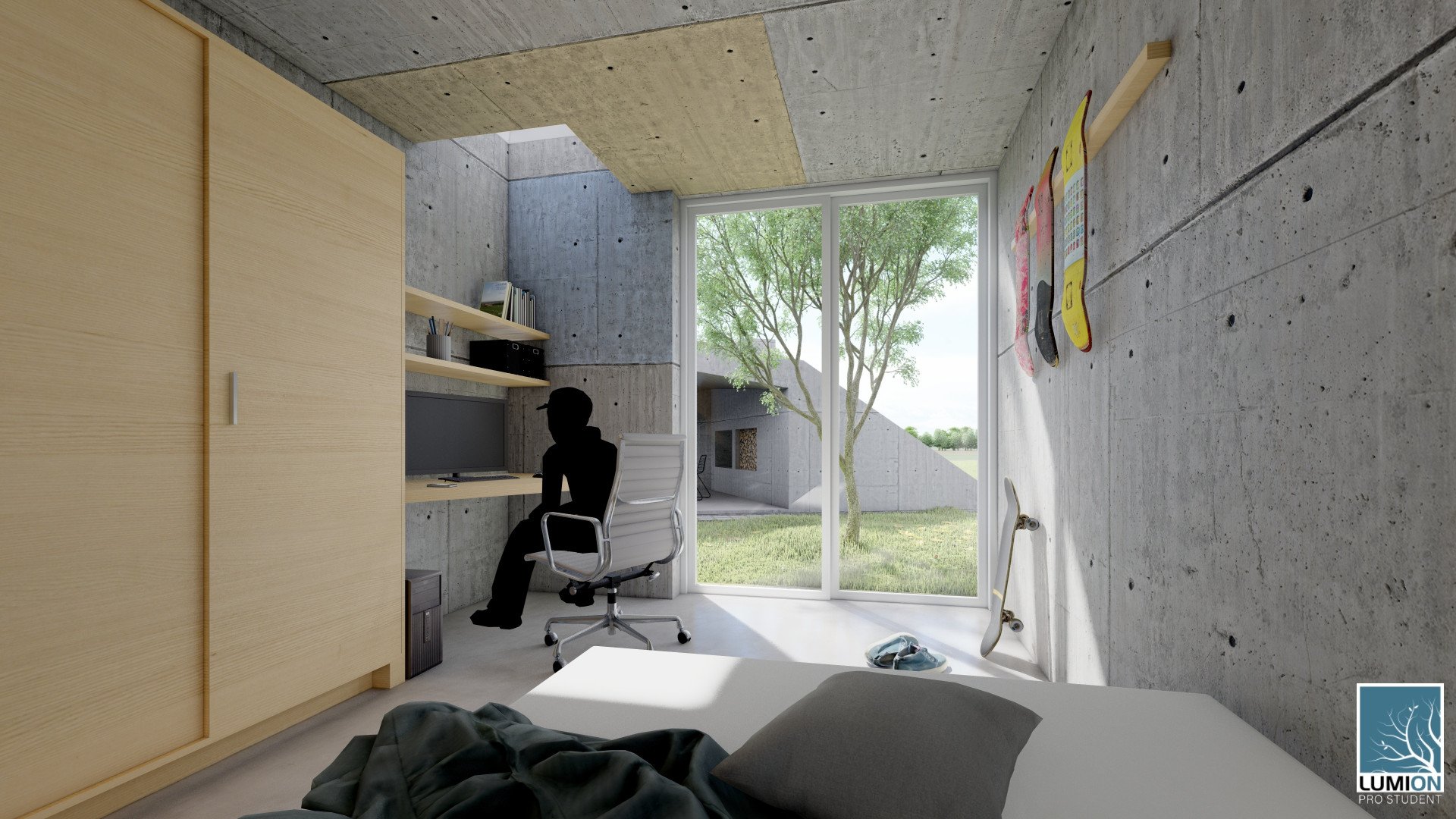 Rodinný dům DRN – vítězný projekt středoškolské soutěže King of Daylight 2020 od studenta SPŠ stavební Opava Ondřeje Bradávky. Zdroj: VELUX Česká republika