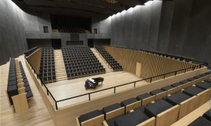 Vizualiazce - interiér sálu (Nová podoba kulturního domu Peklo od týmu architektů Jiřího Zábrana, Jakuba Sýkory a Kateřiny Svobodové)