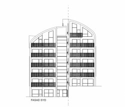 Tengbom, obecní byty Asbovägen, bokorys, výkres