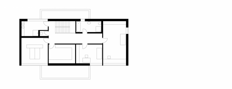 Rodinný dům v Brně-Kohoutovicích, Kuba&Pilař architekti / Tomáš Pilař, Ladislav Kuba, Helena Hovorková, Milena Galátová, Martin Hlava, půdorys 2NP