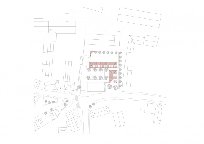 Hasičská zbrojnice a zázemí technických služeb v Líbeznicích, Ehl&Koumar architekti/ Lukáš Ehl, Tomáš Koumar, Jaroslav Malina, Jan Lankaš – situace