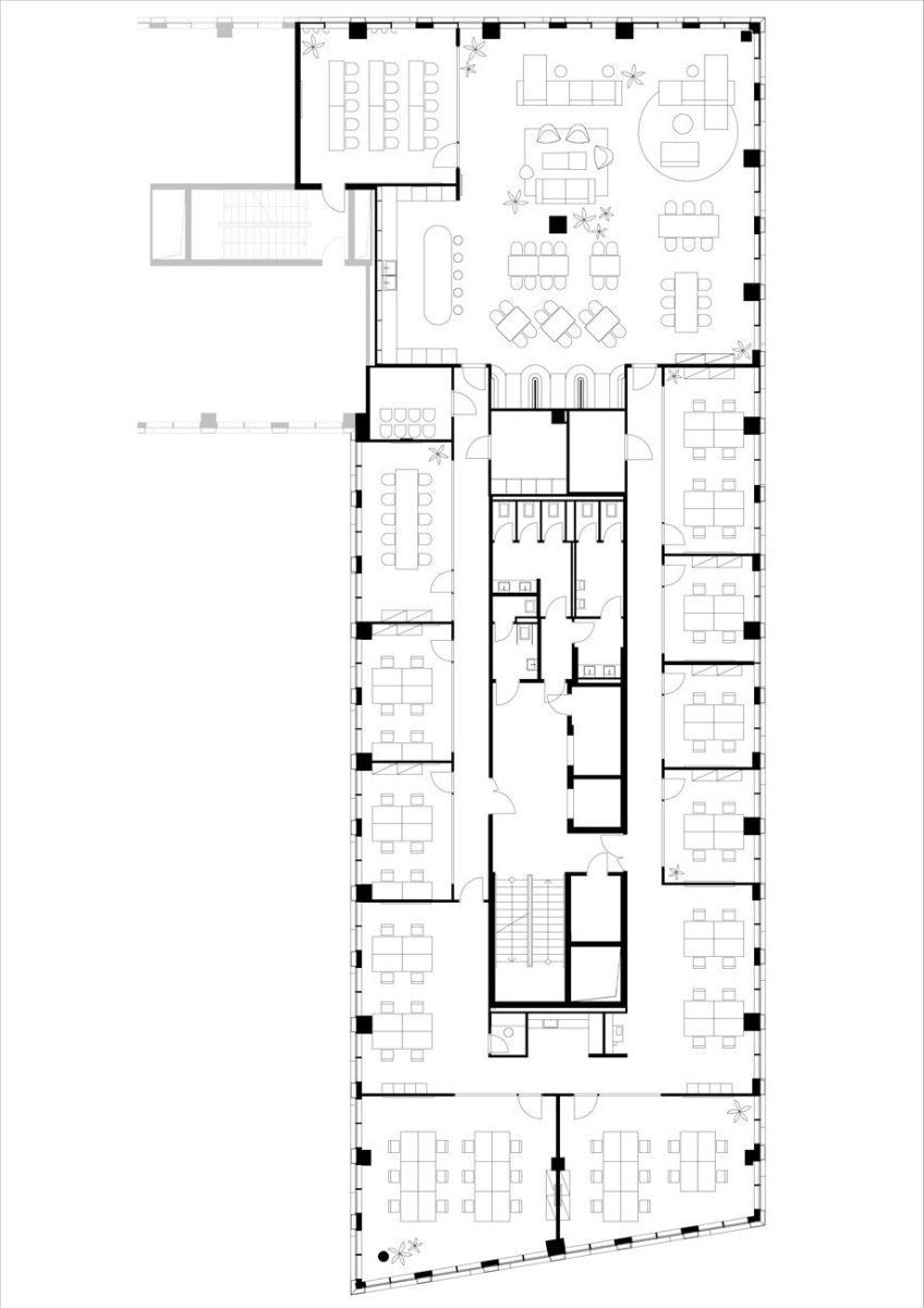 Butikový coworking, Studio Perspektiv, půdorys