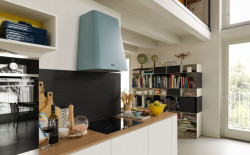 Smart Deco - komínový odsavač par, montáž na stěnu, modrý porvch, ovládání pomocí jediného knoflíku