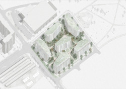 Bytové domy 4 Dvory, Malý Chmel, axonometrie