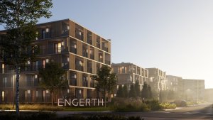 Rezidence Engerth budovaná v Kladně-Ostrovci podle návrhů kanceláří Expert Architects a Ateliér Smitka. Developerem je EBM Group.