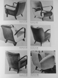 Propagační leták UP závodů z 20. let minulého století, sedací nábytek z řady H, oboje zdroj: kniha Jindřich Halabala a Spojené uměleckoprůmyslové závody v Brně, Grada 2018