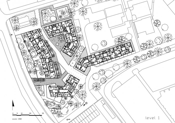 Studie bytových domů Sokolov, půdorys 2NP, Petr Tuček, object-e