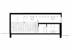 Obecní knihovna ve Statenicích, majo architekti / Jan Jaroš, Martin Poláček, podélný řez