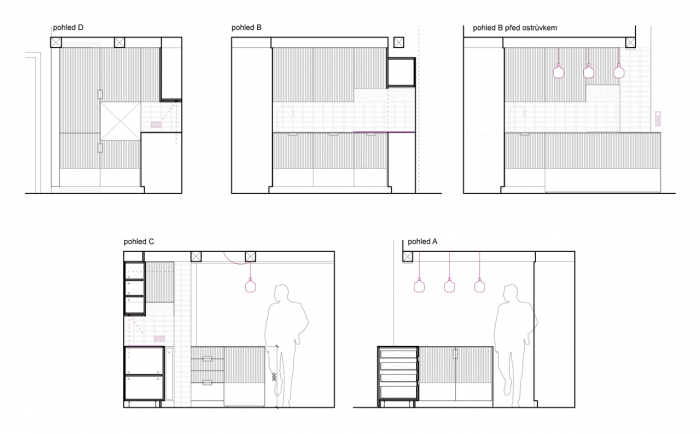 Formafatal, A&G byt Vinohrady, kuchyně, pohledy – foto