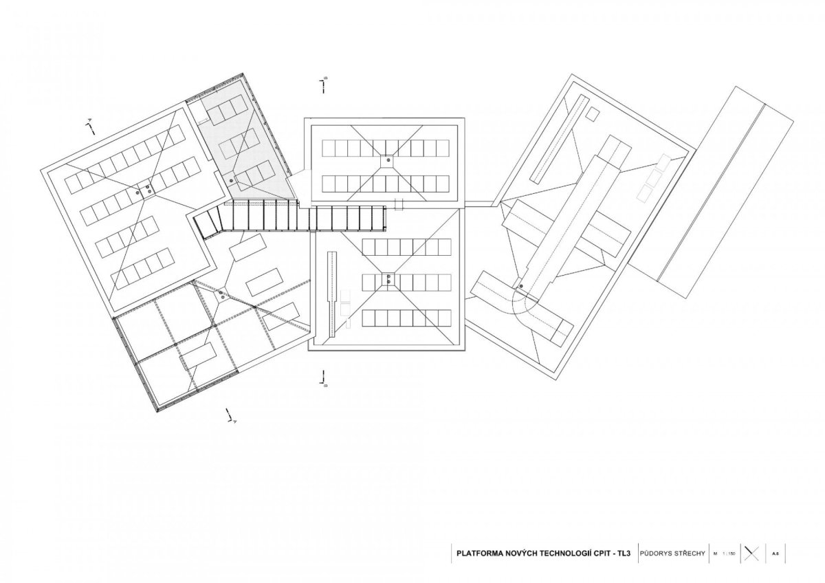 Centrum pokročilých inovačních technologií – těžké laboratoře 3 (CPIT - TL3), PROJEKTSTUDIO EUCZ / David Kotek, půdorys střecha