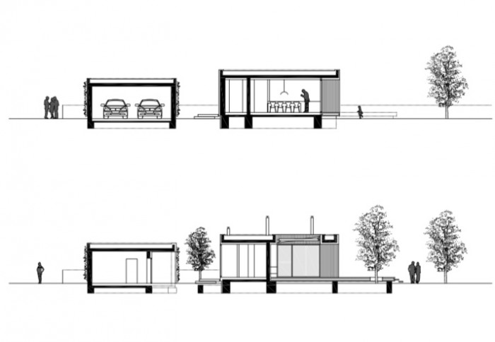 Rodinný dom C2, řezy,  ARCHITEKTI Mikulaj & Mikulajova