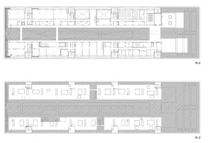 Nantes Saint - Nazaire higher school of fine arts, půdorys 3+4NP, Franklin Azzi Architecture