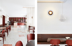 Sjednocujícím prvkem celého interiéru je červenohnědý odstín. (Mezi Srnky, Markéta Bromová Architekti)