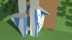 Vizualizace umístění horolezecké stěny na Nuselském mostě.