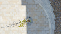 V nejníže položené části byl zachován původní travnatý parter se stávajícími vzrostlými stromy. (Mezi školami, MED ARKITEKT)