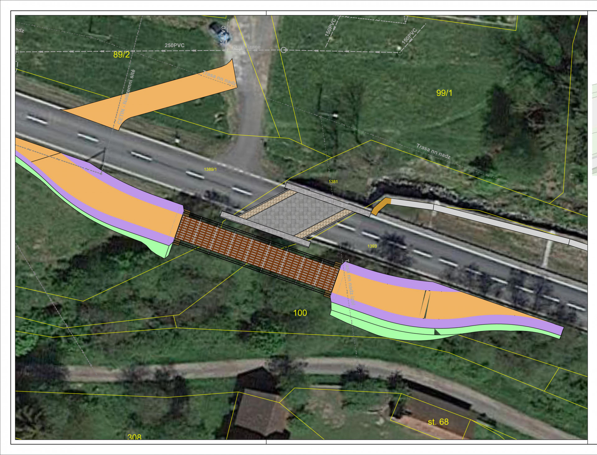Most v Oborech, STATICITY - stávající stav - situace.