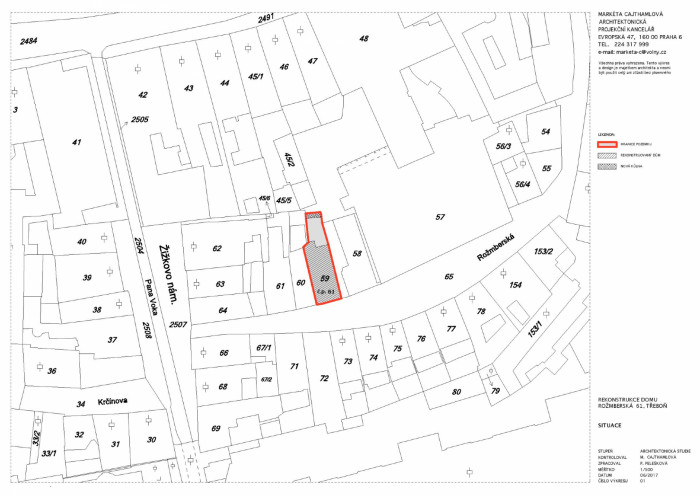 Rekonstrukce domu v Třeboni, Markéta Cajthamlová, Petra Pelešková, situace