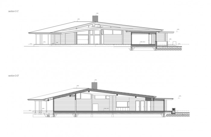 Residence RR - Honka Kersko, řez objektem, monom