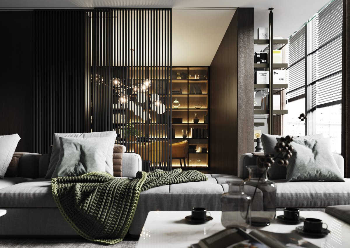 Dveře IDEALINE VERTICAL, posuv PREMIUM, madlo Ell, sklo planibel bronz, rám RAL 9005