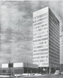 Zdeněk Kuna / Olivier Honke-Houfek / Zdeněk Stupka: Strojimport, Praha, 1961 - 1971, celkový pohled na dobovém snímku.Zdeněk Kuna: Československý zastupitelský úřad, Milán, 1971 až 1976, dobová fotografie.