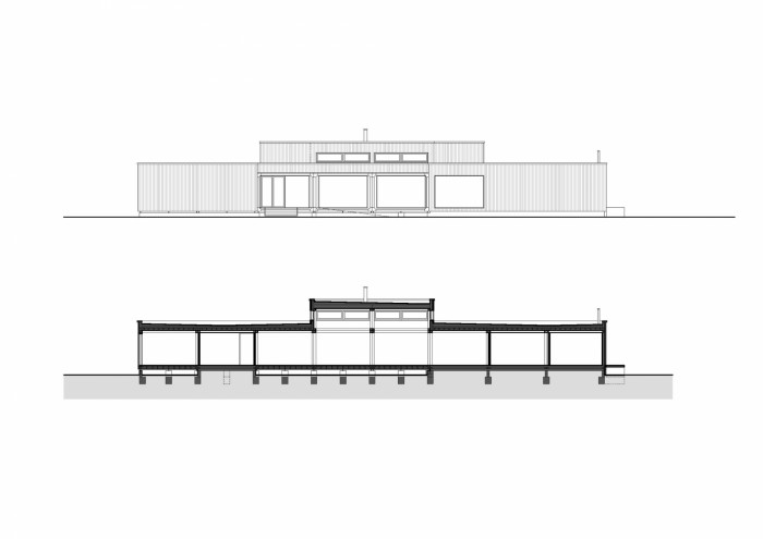 Pinus restaurant, pohled a řez, Matúš Polák, Martin Rezník, Juraj Makový