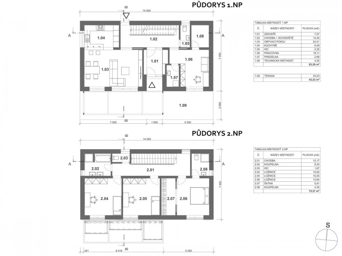 NOSCALE architecNOSCALE architects, RD v Odoleně Vodě, půdorys, výkres © NOSCALE architectsts, RD v Odoleně Vodě, projekt