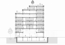 bod architekti, Nová radnice pro Prahu 7, řez // 1. místo – foto