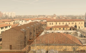 Šest řadovek ve starobyle stodole v Sesto San Giovanni