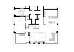 Půdorys 6. NP (Rekonstrukce bytu na Vinohradech, Obliqo )